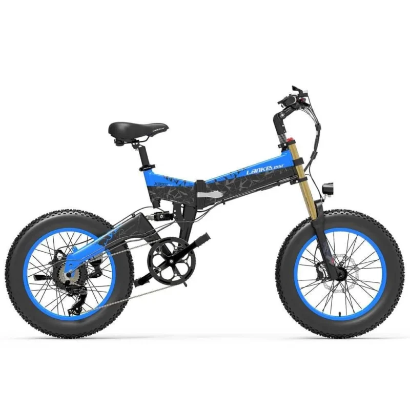 Lankeleisi X3000 Plus 1000W 20″ Fat Bike VTT électrique Pliable 17.5Ah Batterie avec Double Couronne Fourche