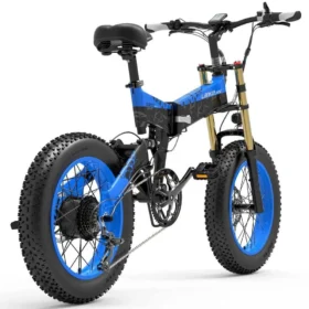 Lankeleisi X3000 Plus 1000W 20″ Fat Bike VTT électrique Pliable 17.5Ah Batterie avec Double Couronne Fourche