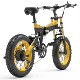 Lankeleisi X3000 Plus 1000W 20″ Fat Bike VTT électrique Pliable 17.5Ah Batterie avec Double Couronne Fourche