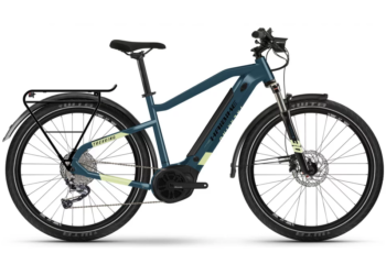 VTC Électrique Haibike Trekking 5 i500Wh Shimano Alivio M3100 9V Bleu / Jaune Canary 2022
